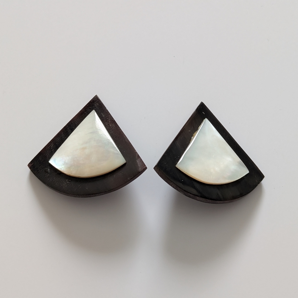 Vintage Geometric Statement Black and Pearl Earrings